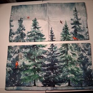 2 Pillow Throw Cases Trees And Red Birds New No Tag